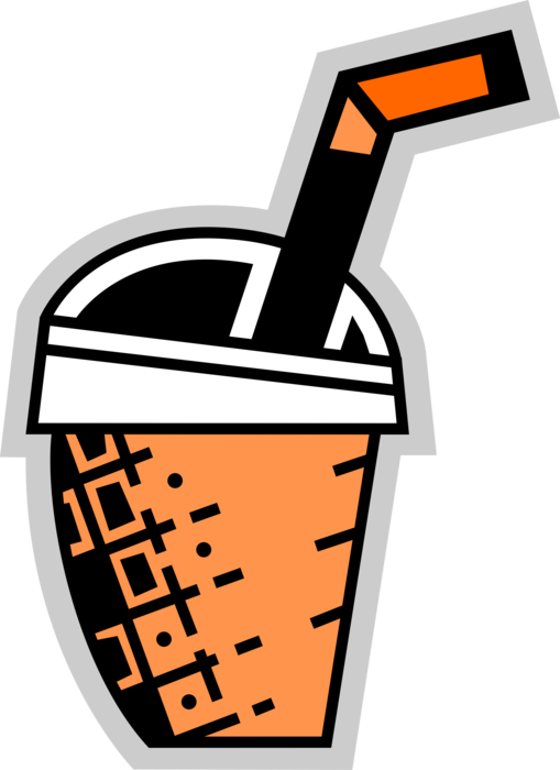 Vector Illustration of Soda Pop Soft Drink Refreshment in Cup with Drinking Straw