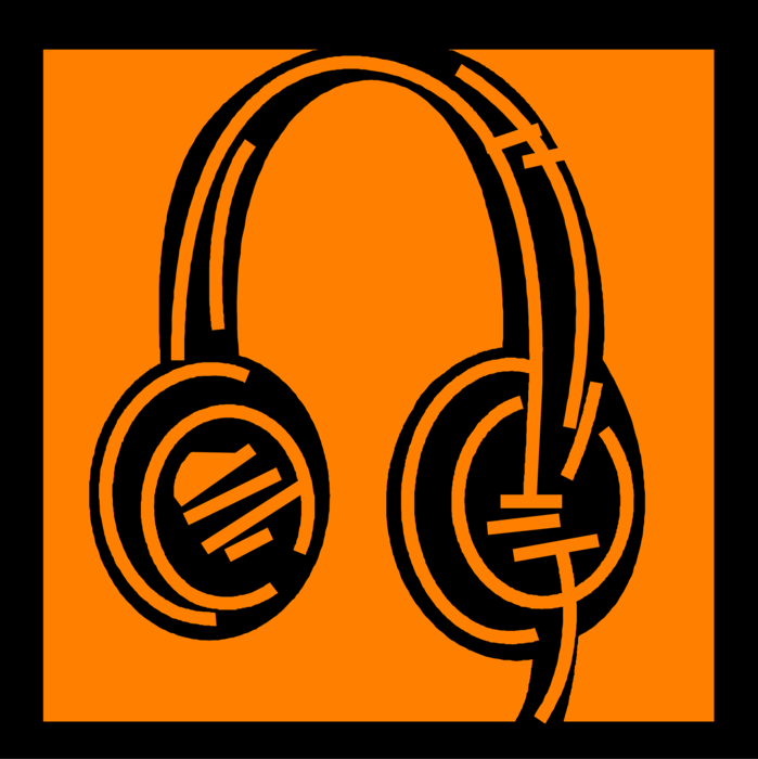 Vector Illustration of Listening Device Headphones Earspeakers or Earphones