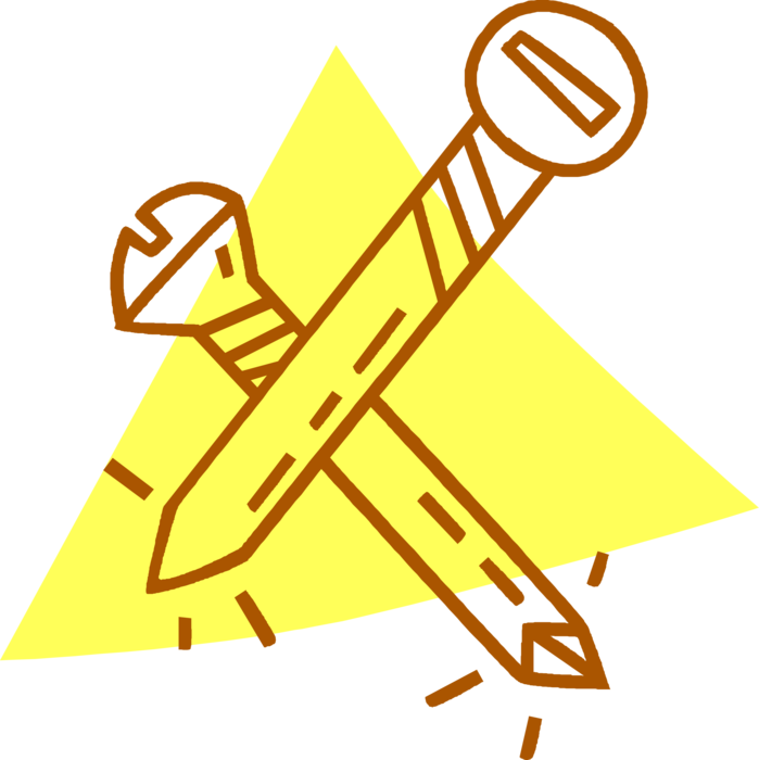 Vector Illustration of Screw Threaded Fastener used in Woodworking or Construction