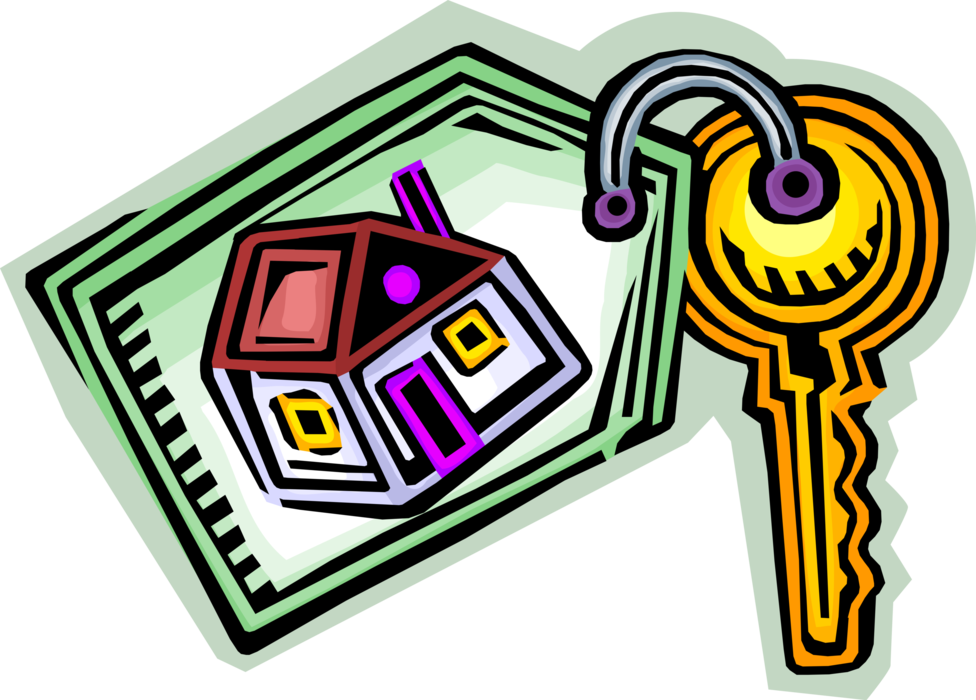 Vector Illustration of New Home Real Estate Residence Security House Key
