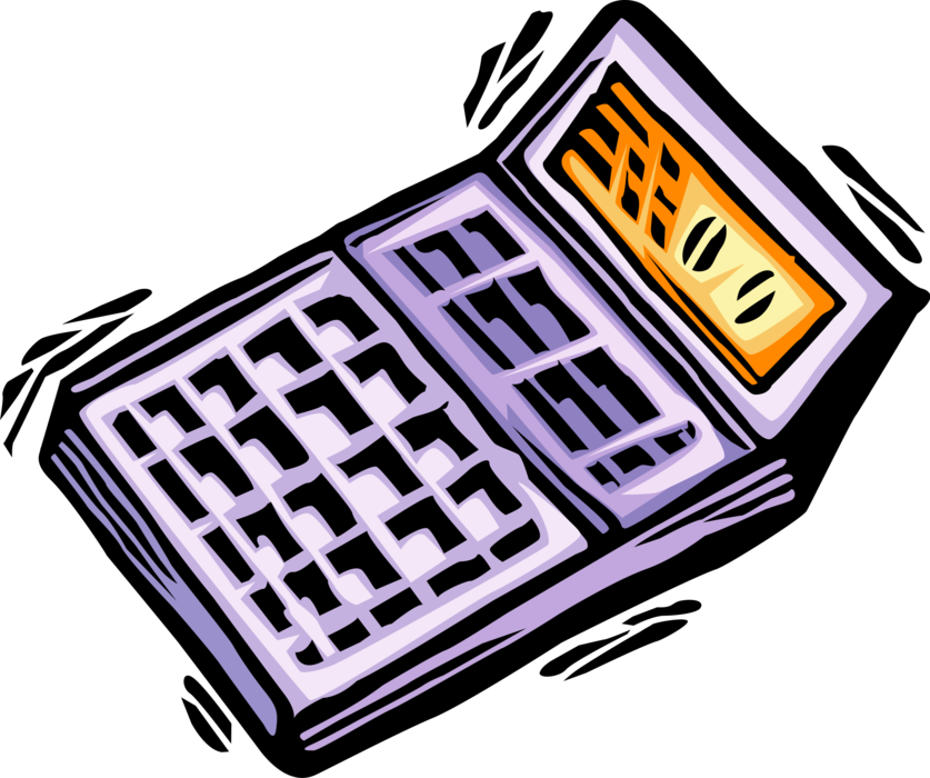 Vector Illustration of Calculator Portable Electronic Device Performs Basic Operations of Mathematics