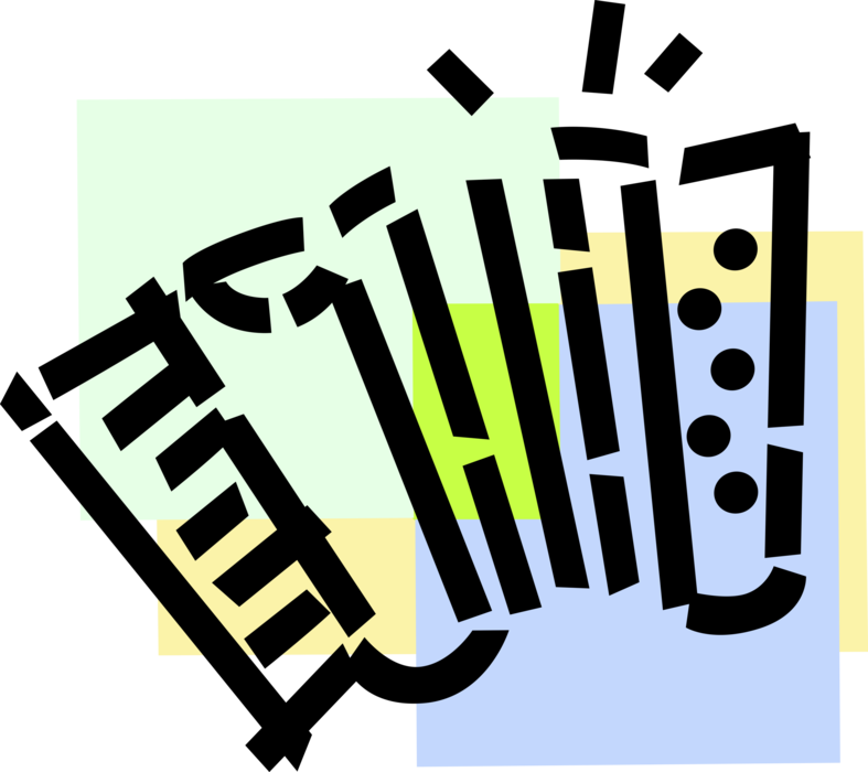 Vector Illustration of Accordion Bellows-Driven Musical Instrument