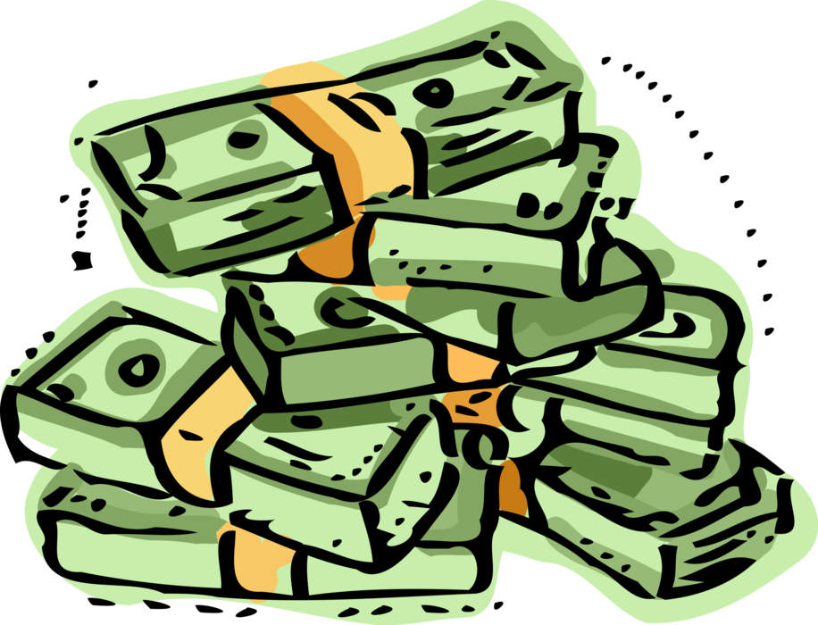 Vector Illustration of Stacks of Cash Money Dollar Bills