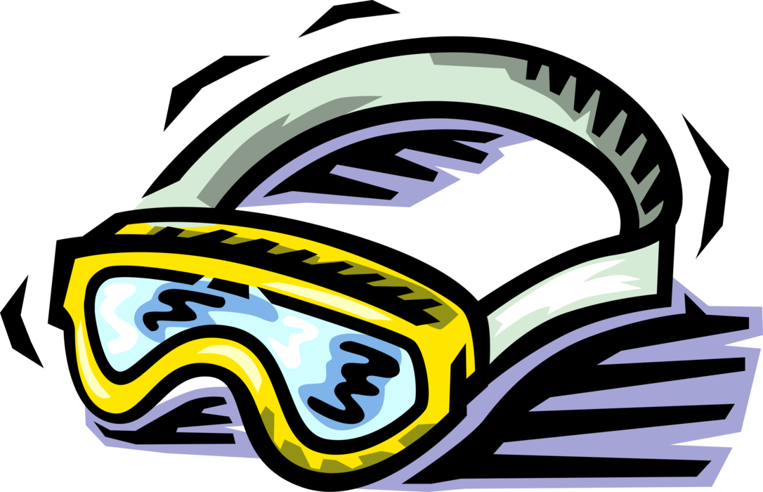 Vector Illustration of Ski Goggles Provide Eye Protection from Snow While Alpine Skiing