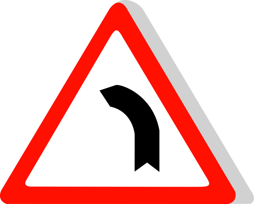 Vector Illustration of European Union EU Traffic Highway Road Sign, Left Bend