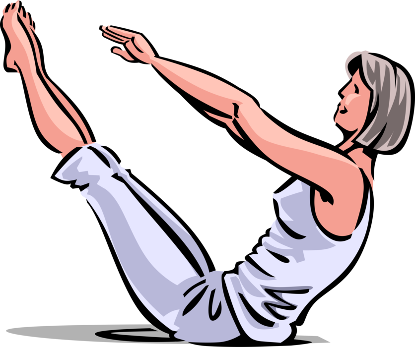 Vector Illustration of Retired Elderly Senior Citizen Stretches Arms and Legs in Physical Fitness Exercise Workout