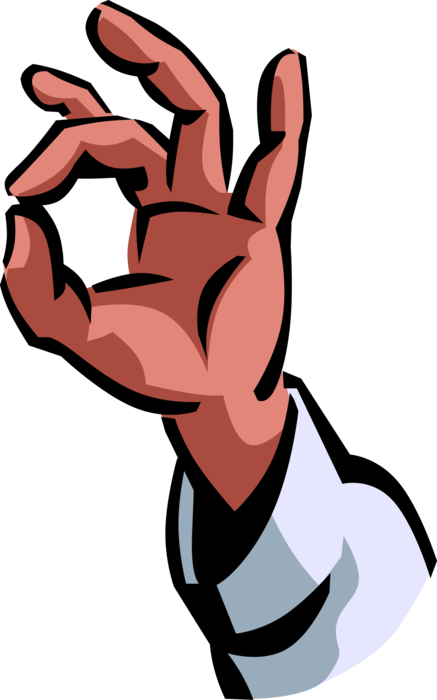 Vector Illustration of Nonverbal Communication Hand Gesture Offers A-OK or Okay Sign of Satisfaction or Approval