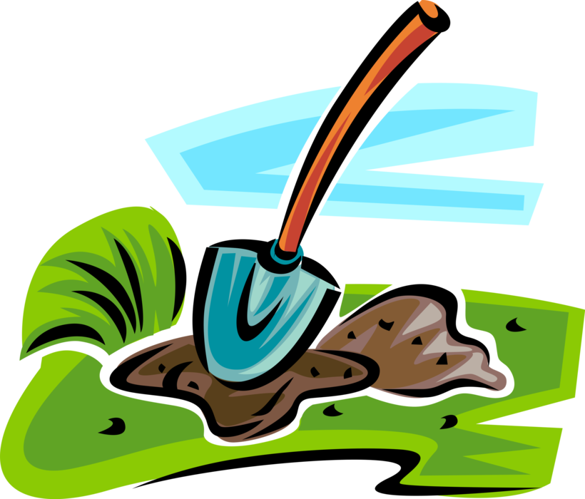 Vector Illustration of Shovel Tool for Digging and Lifting used in Construction, Gardening and Agriculture