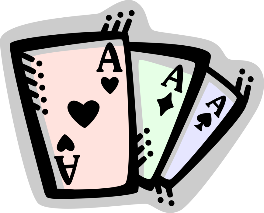 Vector Illustration of Casino and Gambling Games of Chance Playing Cards Aces