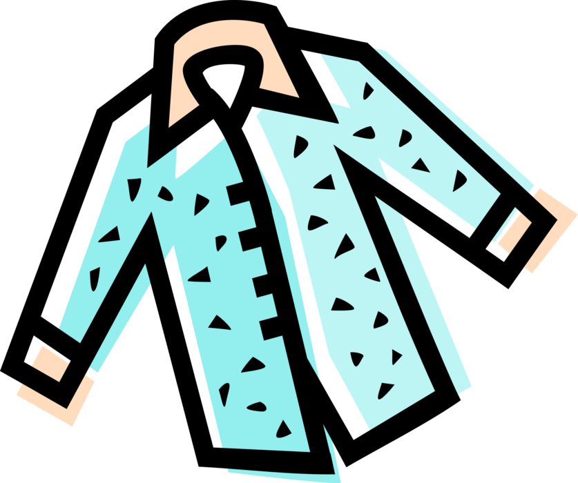Vector Illustration of Clothing Apparel Shirt Garment with Collar, Sleeves and Cuffs