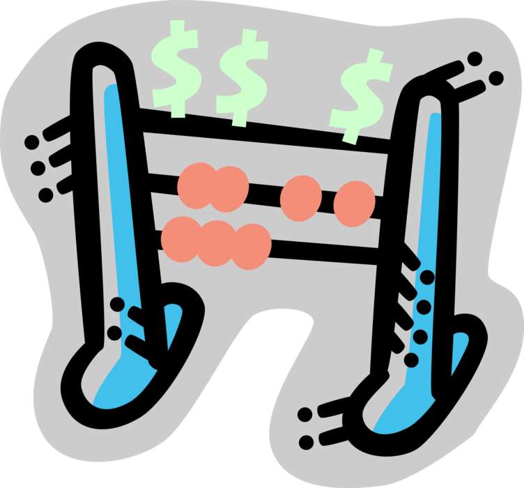 Vector Illustration of Abacus Counting Bead Frame Calculating Tool