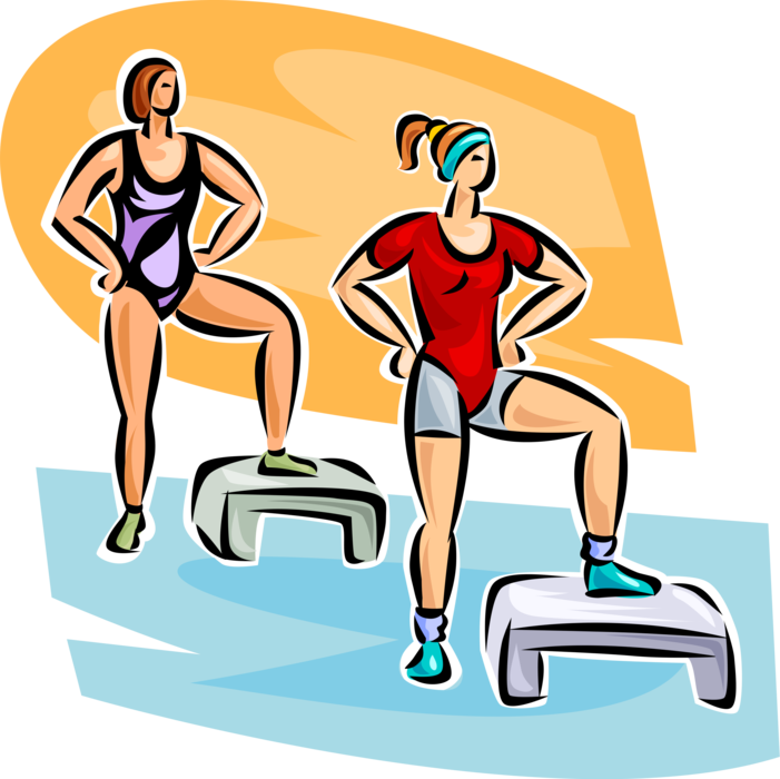 Vector Illustration of Aerobics Exercise and Physical Fitness Workout