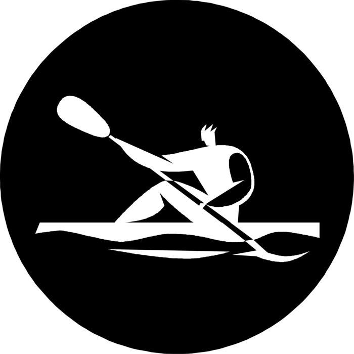 Vector Illustration of Kayaker Kayaking in Water with Kayak an Oar Paddle