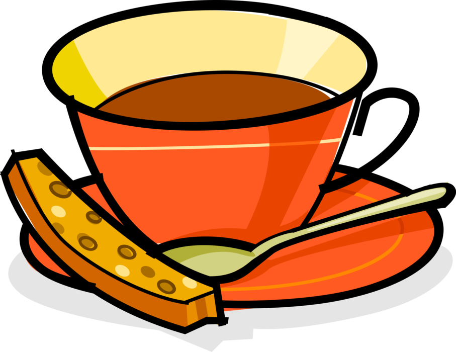 Vector Illustration of Cup of Coffee Beverage Drink with Biscotti Biscuit