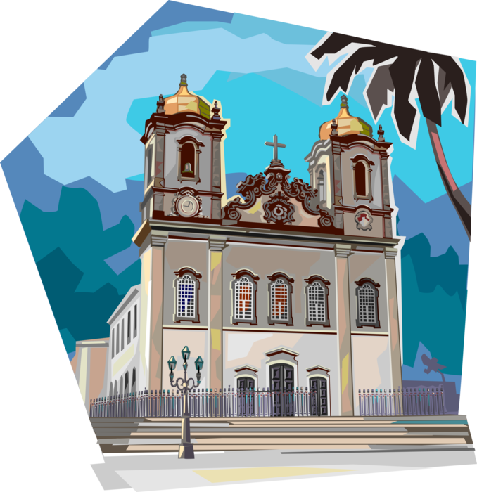 Vector Illustration of Brazilian Bahia Culture, Traditional Church