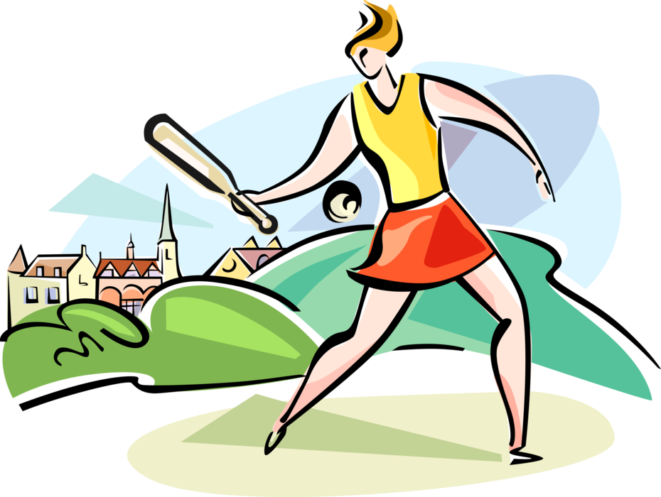 Vector Illustration of Sport of Rounders Bat-and-Ball Game Equipment