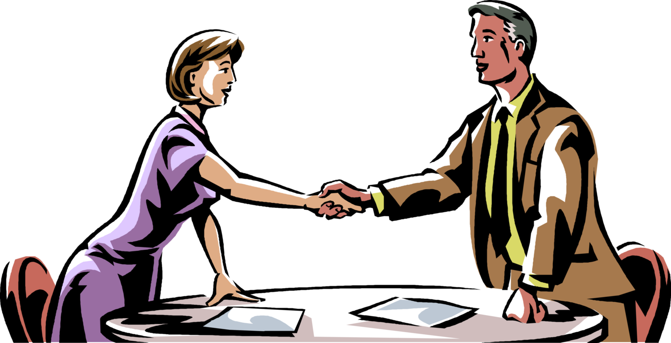 Vector Illustration of Business Associates Shake Hands in Introduction Greeting or Agreement Handshake