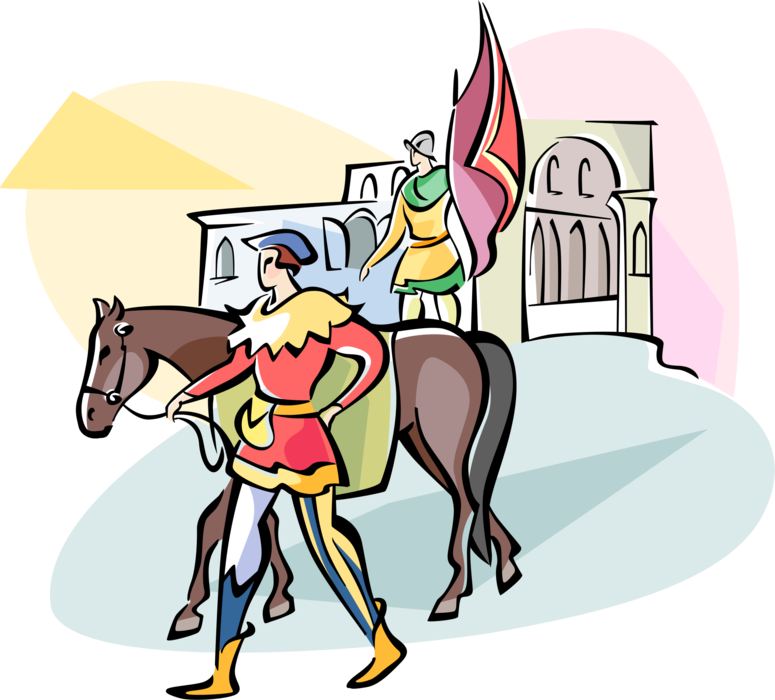 Vector Illustration of Palio di Siena Horse Race Honours Assumption of Mary, Siena, Tuscany