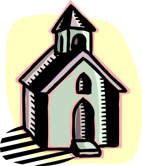 Vector Illustration of Christian Church Cathedral House of Worship Building with Steeple