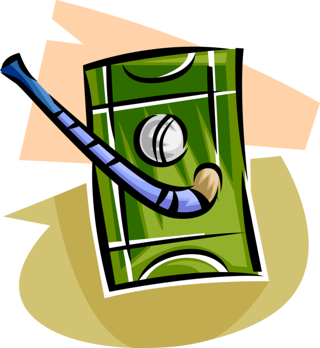 Vector Illustration of Team Sport of Field Hockey Ball and Stick