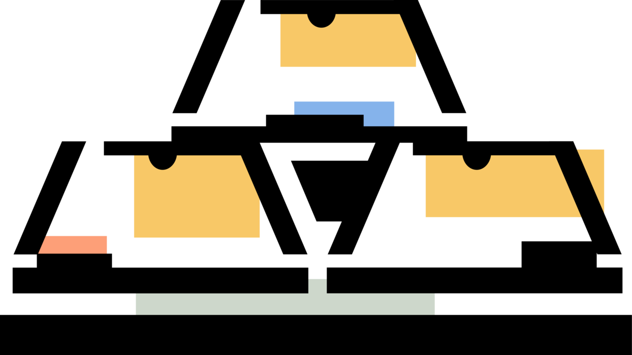 Vector Illustration of Gold Bar, Gold Precious Metal Bullion or Gold Ingot of Refined Metallic Gold