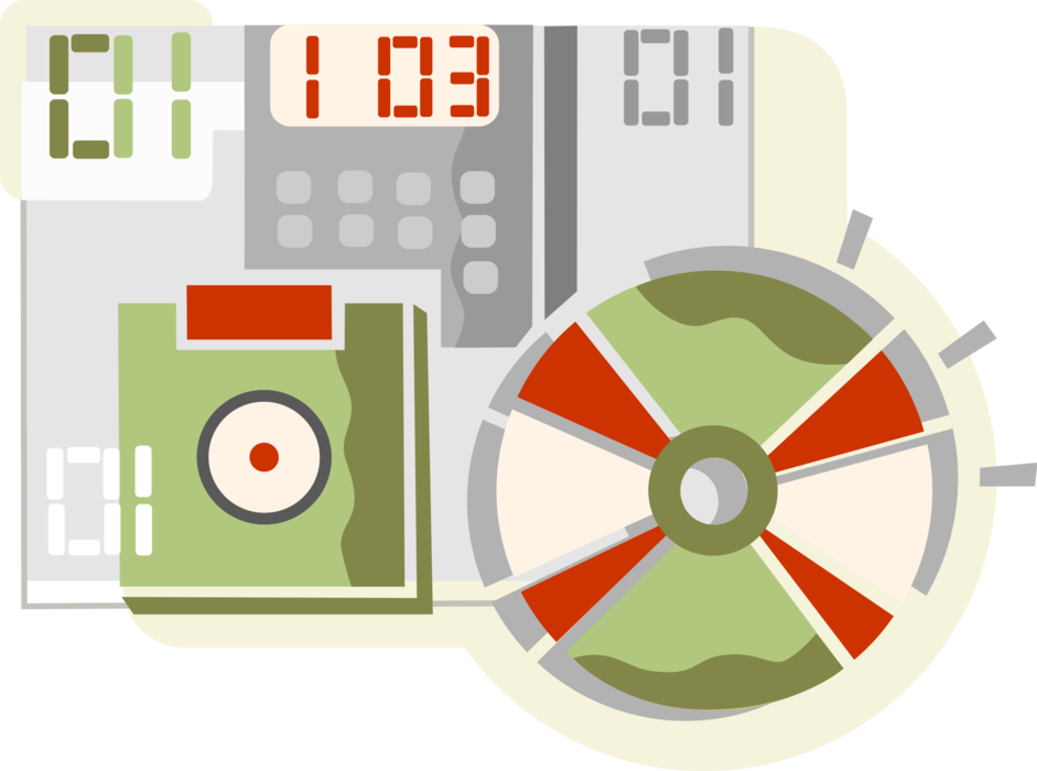 Vector Illustration of CD and Diskette Digital Media Storage Disks