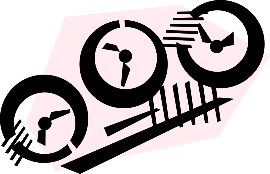 Vector Illustration of Clocks Indicate International Time Zones, Keeps and Co-ordinates Time