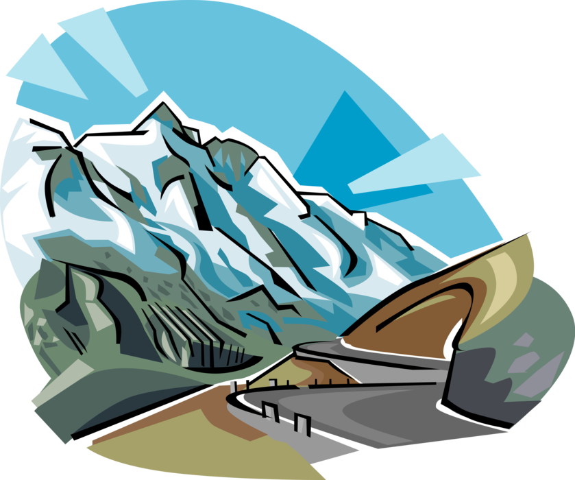 Vector Illustration of Großglockner or Grossglockner Highest Mountain in Austria