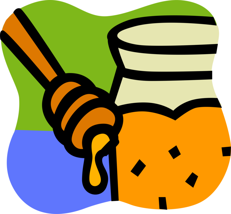 Vector Illustration of Beekeeper Apiary Honey with Dripping Wooden Honey Stick