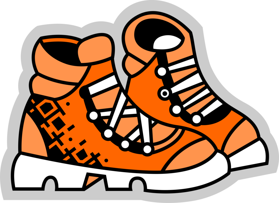 Vector Illustration of Outdoor Hiking Boots Footwear