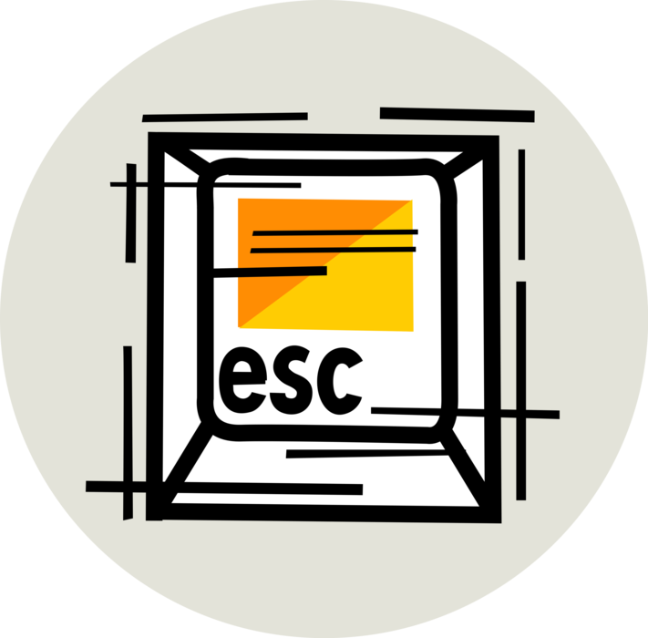 Vector Illustration of Escape ESC Key on Personal Computer Keyboard Device for Input of Alphanumeric Data into Computers