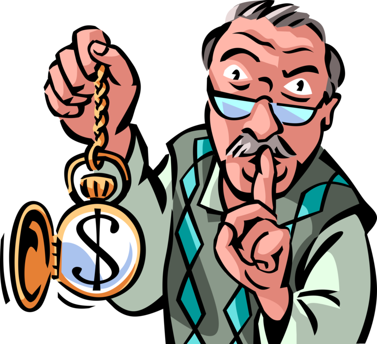 Vector Illustration of Retired Elderly Senior Citizen Shares Important Secret Lesson in Life: Time is Money