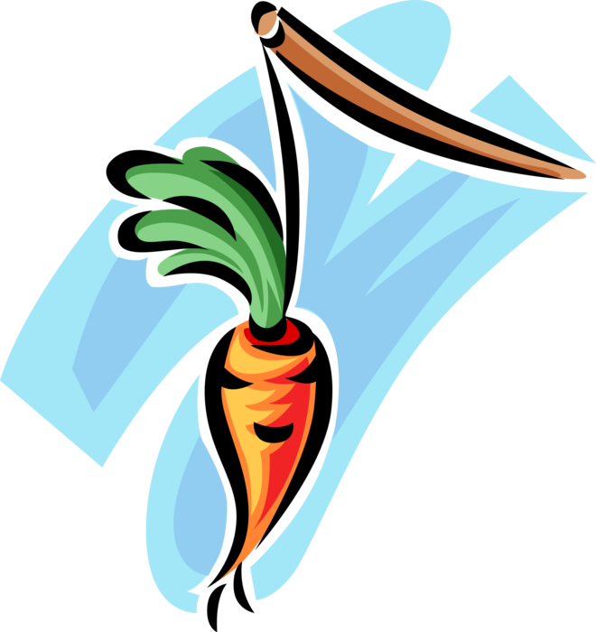 Vector Illustration of Garden Vegetable Carrot Incentive Dangles on Stick