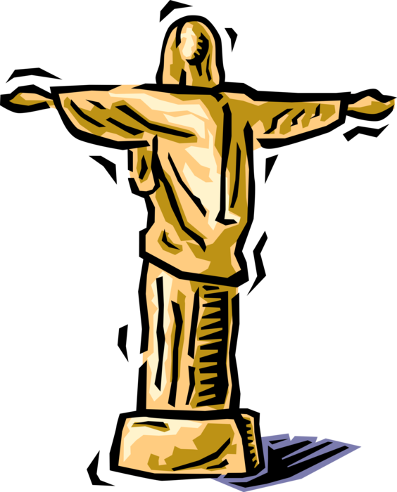 Vector Illustration of Christ the Redeemer in Rio de Janeiro Brazil Monument Atop Corcovado Granite Dome