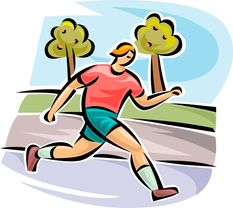 Vector Illustration of Physical Fitness Exercise Workout Jogger Jogging Outdoors