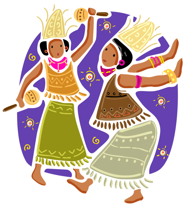 Vector Illustration of Indonesian Bali Women in Traditional Dress at Cultural Festival