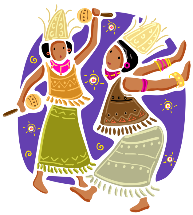 Vector Illustration of Indonesian Bali Women in Traditional Dress at Cultural Festival