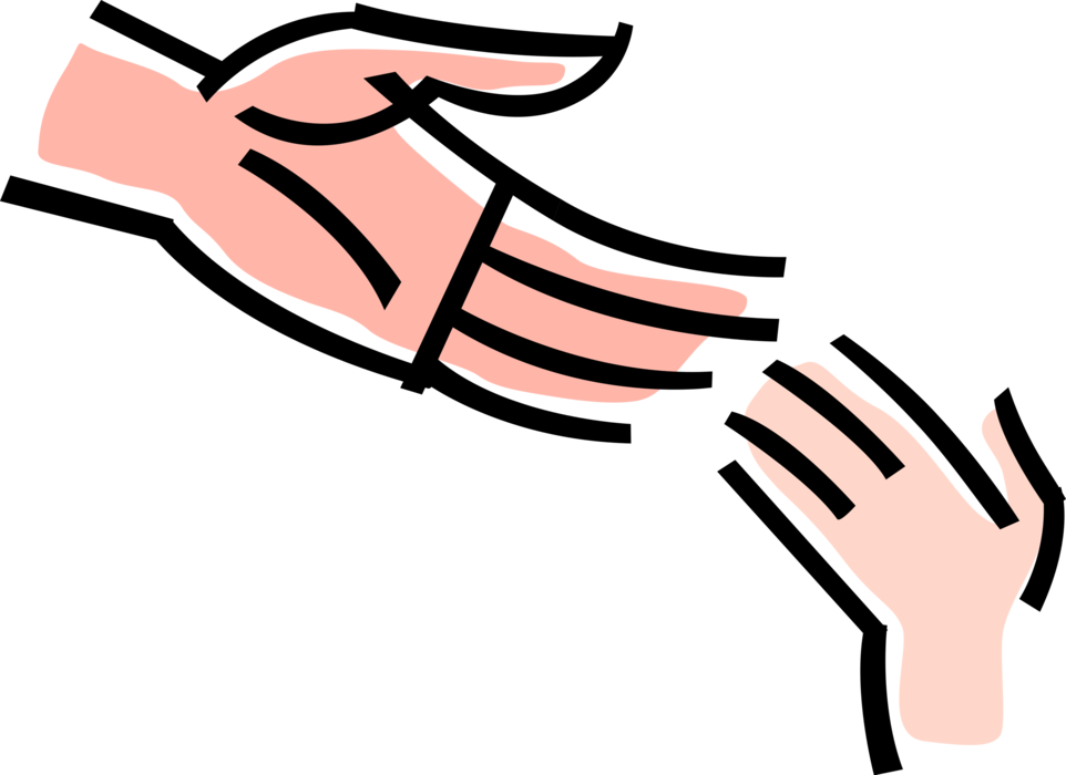 Vector Illustration of Adult Helping Hand Offered to Child's Hand