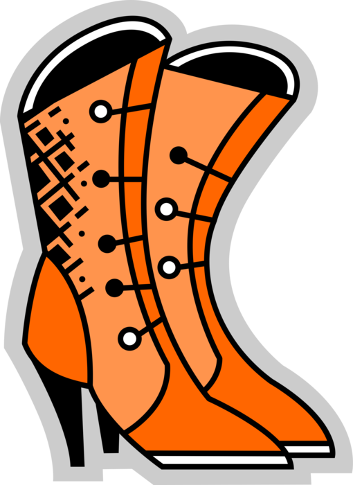Vector Illustration of Ladies High Heel Footwear Boots