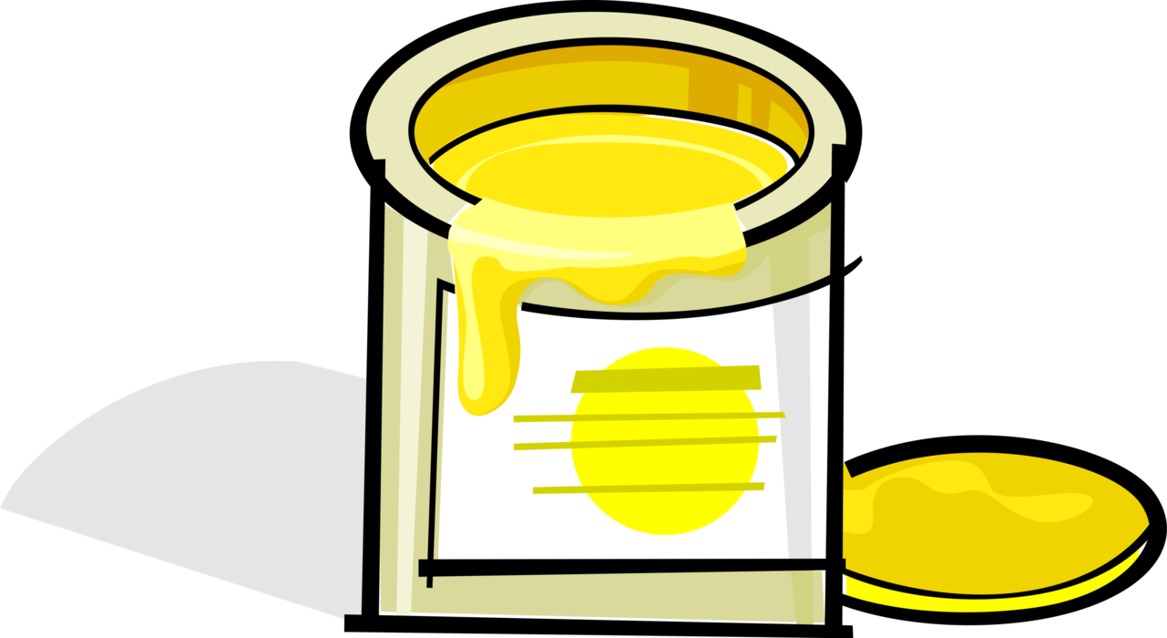 Vector Illustration of Home Renovation and Decoration Paint Can of Yellow Paint