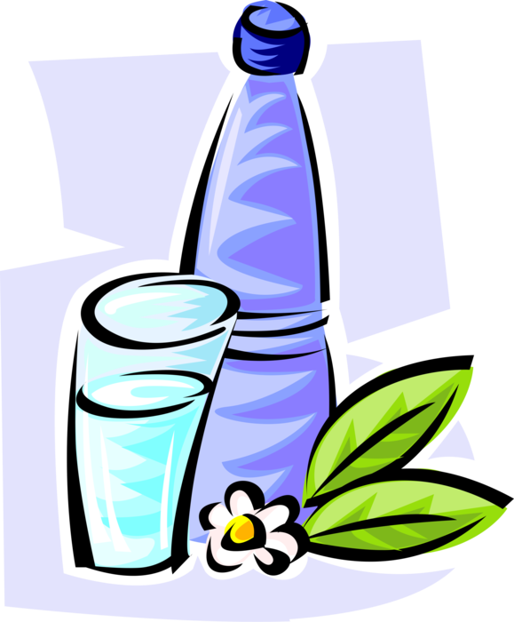 Vector Illustration of Bottled Drinking Water Mineral Water, or Spring Water in Plastic Bottle