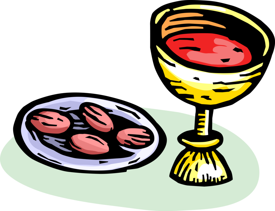 Vector Illustration of Holy Communion Eucharist Christian Rite Sacrament Instituted by Jesus Christ at Last Supper