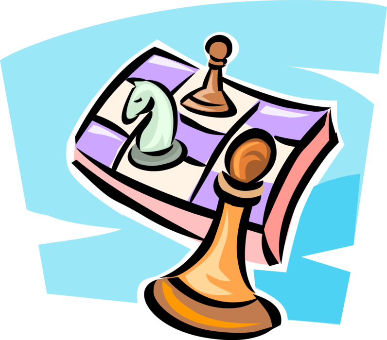 Vector Illustration of Strategy Board Game of Chess with Chess Pieces