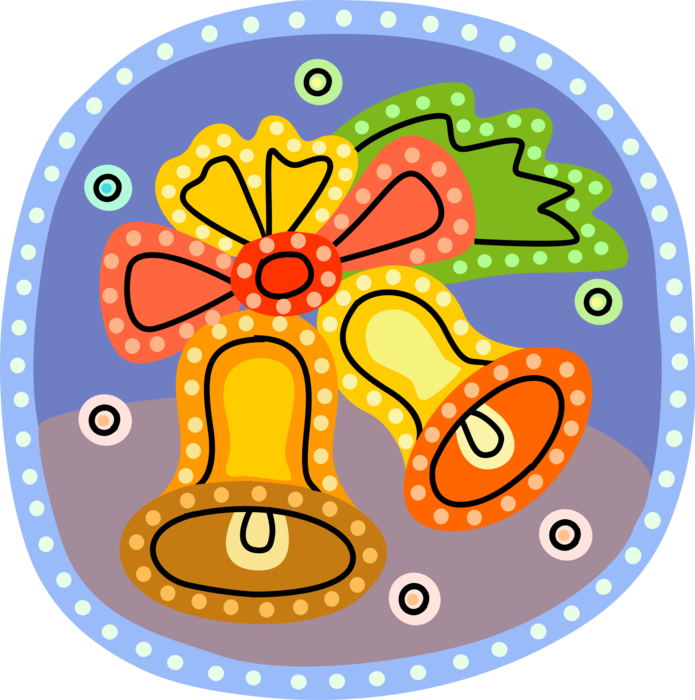 Vector Illustration of Holiday Season Christmas Festive Bell Ornament Decoration with Ribbon Bow