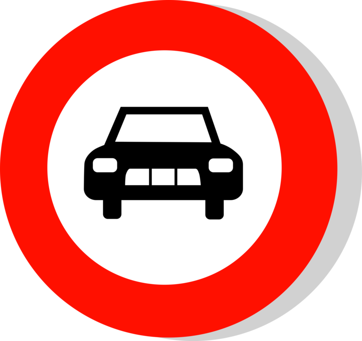 Vector Illustration of European Union EU Traffic Highway Road Sign, No Entry for Motor Cars
