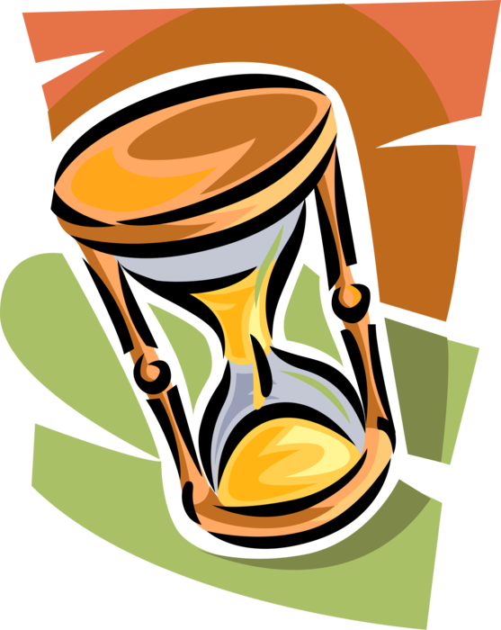 Vector Illustration of Hourglass or Sandglass, Sand Timer, or Sand Clock Measures Passage of Time