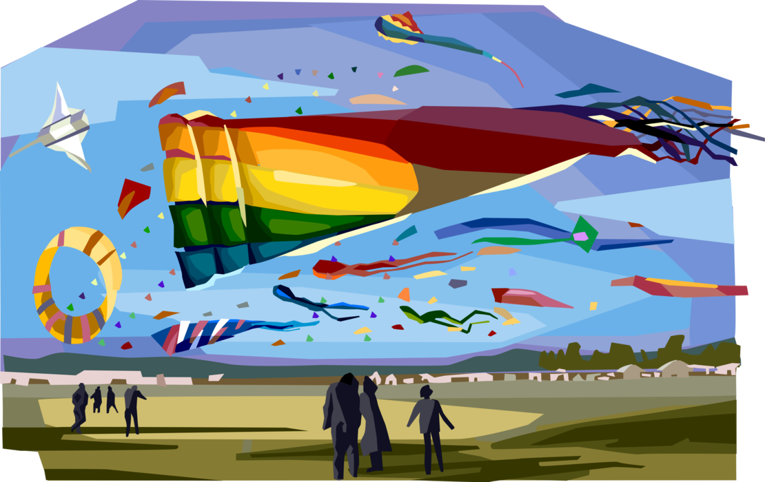 Vector Illustration of Fanø International Kite Festival, Denmark