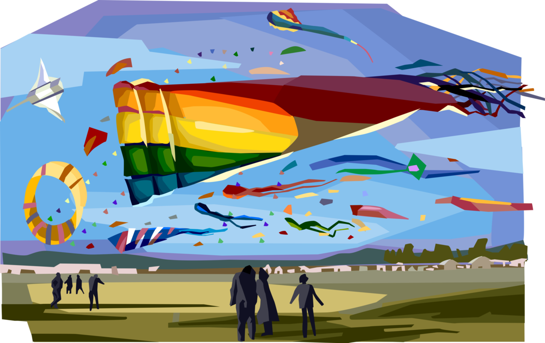 Vector Illustration of Fanø International Kite Festival, Denmark