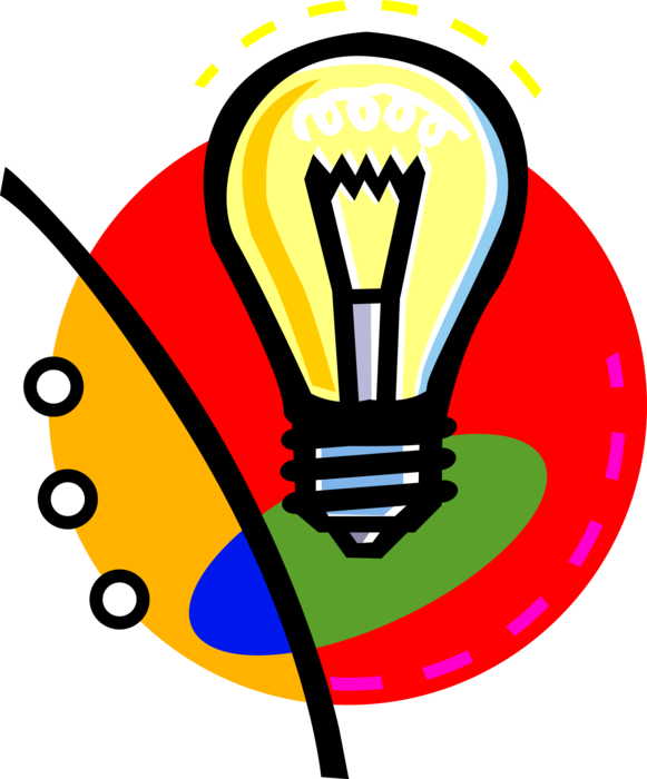 Vector Illustration of Electric Light Bulb Symbol of Invention, Innovation, Inspiration and Good Ideas