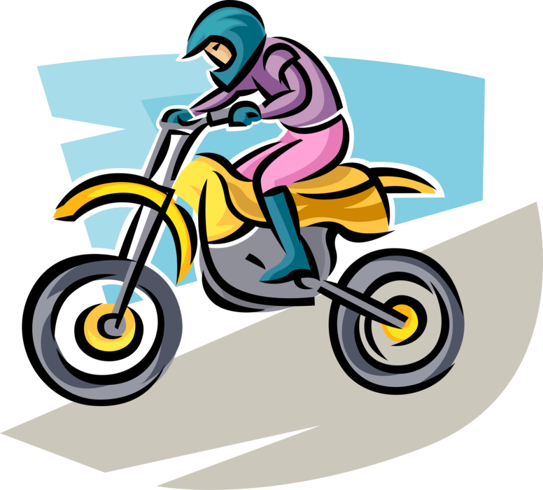 Vector Illustration of Motocross Racer Racing in Off-Road Circuit Motorcycle Race